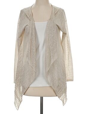 Elena Baldi Lace Cardigan Boho Minimalist Neutral Open Italy Oatmeal Tan